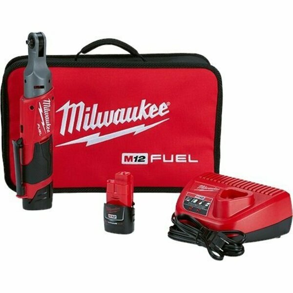 Milwaukee Tool M12 Fuel 12V Cordless 1/4 in. Drive Ratchet Kit W/2 Batteries, Charger, & Bag ML2556-22